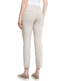 Double-Knit Cropped Side-Zip Pants, Light Beige