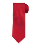 Solid Plaid Silk Tie, Red