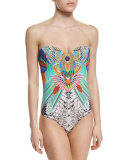 Printed Bandeau One-Piece Swimsuit