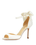 izzie bow-back satin d'orsay pump, ivory