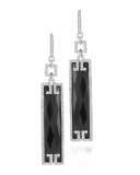 Patras Sliver 18k Black Onyx Rectangle Diamond Earrings