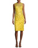 Floral-Sequin Lace Sleeveless Cocktail Dress, Dandelion