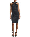 Tula Shimmery Cross-Front Dress, Caviar