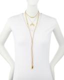 Long Beaded Suede Y-Drop Necklace, Beige