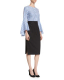 Italian Stretch-Wool Gabardine Pencil Skirt, Black