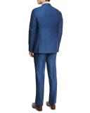 Birdseye Wool Two-Piece Suit, Ocean Blue