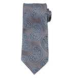 Oversized-Paisley Silk Tie, Gray