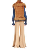 Knit High-Waist Wide-Leg Pants, Caramel