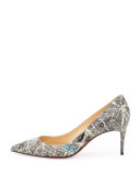 Decollete Paris Map 70mm Red Sole Pump, White/Black