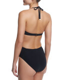 Wrap-Front Cutout One-Piece Swimsuit