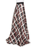 Plaid Satin Ball Skirt, Black/Ivory