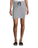 Asher Drawstring-Waist Split-Front Skirt, Heather Gray