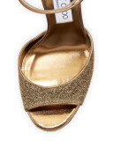 Mayner Metallic Fabric 130mm Sandal, Gold/Clear