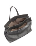 Large Double-Compartment Lambskin Tote Bag, Light Gray