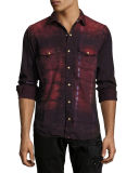 Tie-Dye Denim Western Shirt with Wings