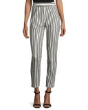Emma Cabana-Stripe Denim Ankle Pants, Caviar/Bianco