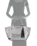 Jola Woven Double-Handle Satchel Bag, Gunmetal