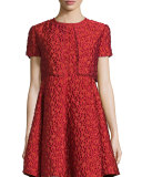 Jacquard Short-Sleeve Bolero, Matisse Red