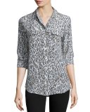 Slim Signature Animal-Print Shirt, Army Jacket/Multi