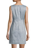 Chambray Twill Mini Sheath Dress, Denim