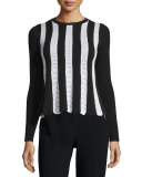 Long-Sleeve Striped Knit Top 