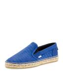 Vlad Men's Crocodile-Print Espadrille Slip-On Sneaker, Blue