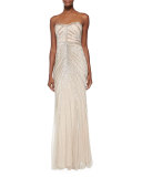 Blair Strapless Beaded-Pattern Gown