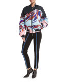 High-Waist Zipper-Detail Leggings, Nero