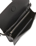 Debossed Leather Crossbody Bag, Black