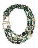 Chunky Beaded Statement Necklace, Green