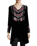 Laura Embroidered Velvet Tunic 