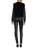 Dylin Fur & Knit Jacket, Black