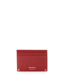 Gancini Icona Saffiano Card Case, Rosso