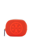 Logo-Perforated Round Cosmetic Bag
