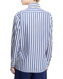 French Capri Striped Dress Shirt, White/Classic Blue