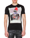 Graphic-Print Short-Sleeve Jersey Tee, Black