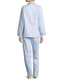 Fine Striped Long-Sleeve Pajama Set, Blue/White