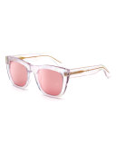 Gals Pool Transparent Rounded Square Sunglasses, Pink