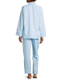 Striped Classic Poplin Pajama Set, Turquoise