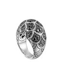 Naga Silver Lava Dome Ring with Black Sapphire