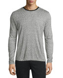 Long-Sleeve Melange Ringer T-Shirt, Charcoal