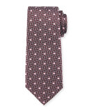 Woven Dot & Textured-Ground Silk Tie, Navy