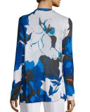 Floral Lapis of Luxury Cardigan, Petite
