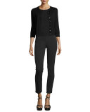 Long-Sleeve Cashmere Cardigan Sweater, Black