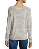 Camo Cashmere Raglan Sweater, Neige
