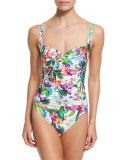 Calypso Island Printed Sweetheart One-Piece Swimsuit