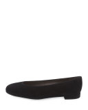 Chicflat Suede Almond-Toe Flat, Black