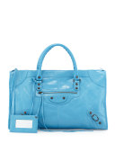 Classic Work Lambskin Tote Bag, Blue