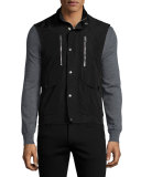 Moto Front-Zip Vest, Black