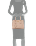 Saffiano Lux Small Double-Zip Tote Bag, Blush (Cammeo)